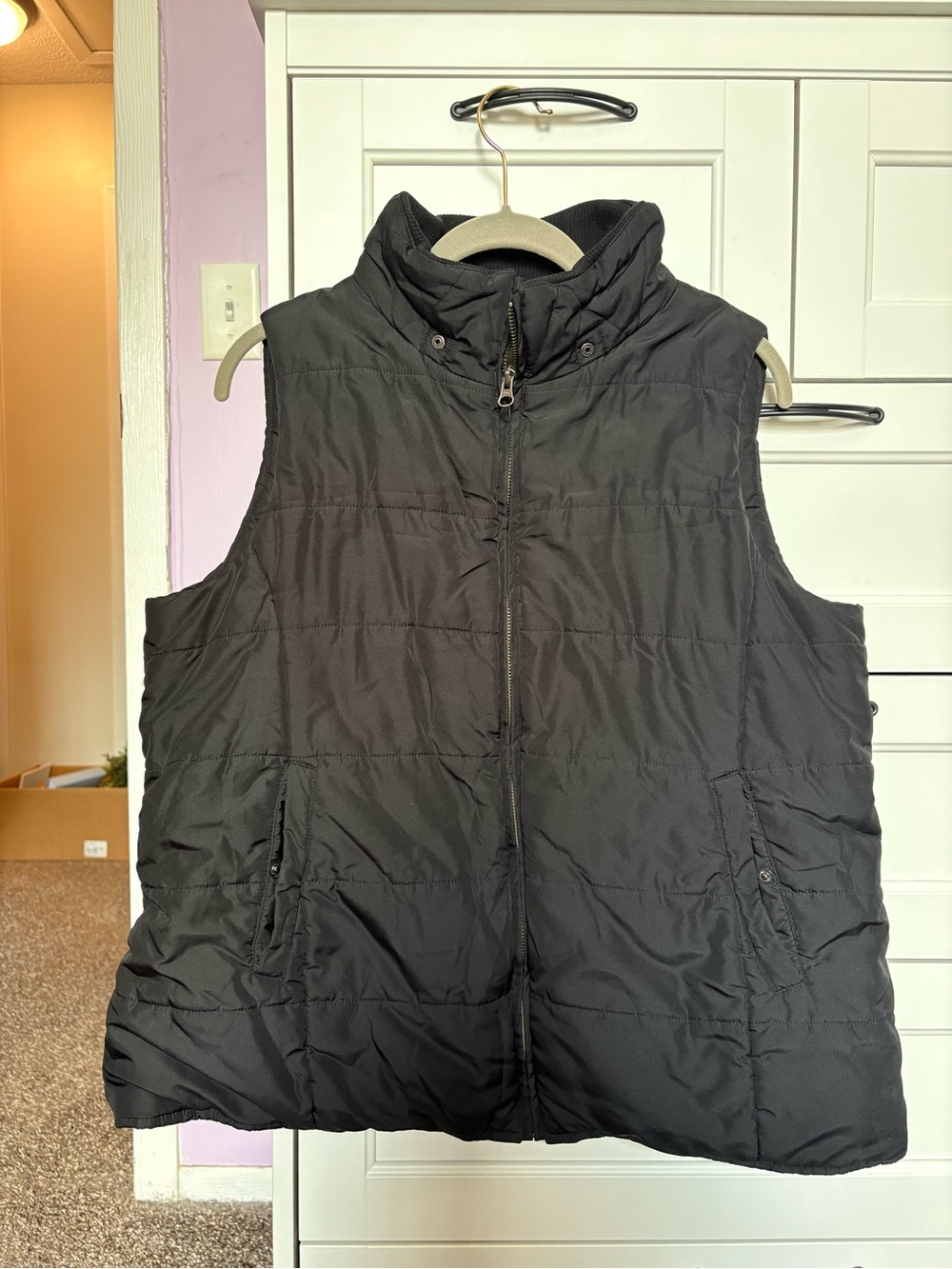 Motherhood Maternity Black Quilted Puffer Vest with Stand Collar